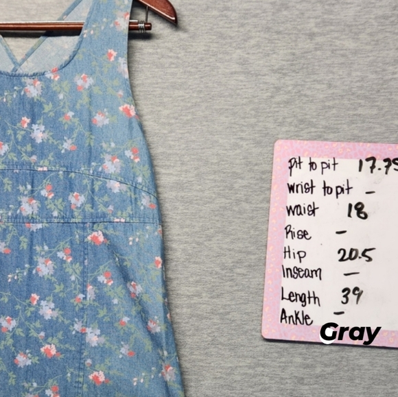 Vintage Y2k Cherokee midi dress floral denim boho cottagecore Streetwear Hipster - Picture 5 of 5